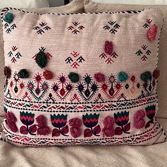 Anthropologie Other - Anthropologie Large Pink Embroidered Accent Pillow